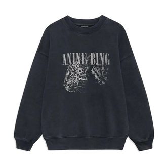 Anine Bing Sweatshirts, female, Black, Size: XS Cool Print Sweatshirt Washed Black
