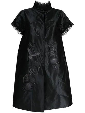 Shiatzy Chen Cappotto con ruches - Nero