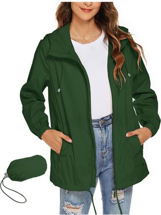 Generic Waterproof Jacket Lightweight Women Rain Coats Packable Ladies Jacket Raincoat Functional Softshell Windbreaker Breathable Outdoor Zipper Jackets with