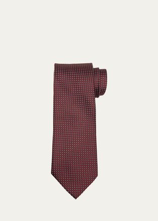 Ermenegildo Zegna Mens Micro-Jacquard Silk Tie
