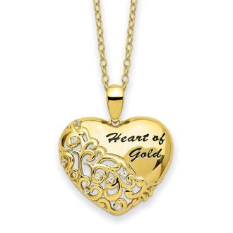 Diamond2Deal Sterling Silver Gold-tone Cubic Zirconia Heart of Gold Necklace