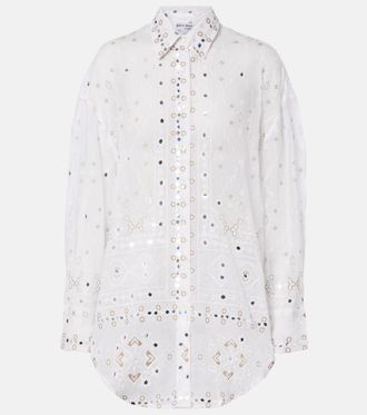 Juliet Dunn Embellished cotton shirt