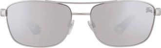 Burberry Light Grey MIrror Silver Rectangular Mens Sunglasses BE3163 10056G 60