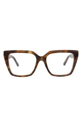 Balenciaga 53mm Rectangular Optical Glasses in Havana Havana Transparent at Nordstrom Rack
