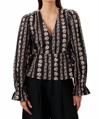 Marie Oliver Morgan Long Sleeve Top In Raven Row