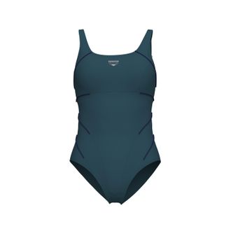 Arena Badeanzug ARENA W JEWEL ONE PIECE LOW C CUP R, Damen, Gr. 46, N-Gr, blau (mangrove, navy), Obermaterial: 68% Polyamid, 32% Elasthan, Badeanz&uuml;ge Badean