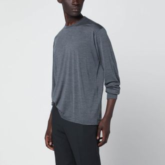 Auralee Grey wool crew-neck sweater