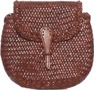 Dragon Diffusion Borsa a tracolla City mini in pelle intrecciata - Marrone
