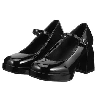 Generic Womens Black Leather Buckle Pumps with Chunky High Heels Platform Shoes for Formal and Office Wear, Size 40