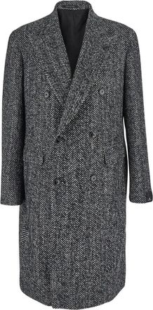 Tagliatore Cappotto doppiopetto con motivo a spina di pesce - Grigio