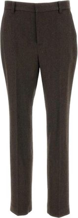 Ralph Lauren Tailored Straight Broeken - Dames - Straight fit broeken - Bruin - 2XS - Wol - Broeken