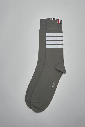 Thom Browne Mid Calf Socks W/ 4Bar In Lightweight Cotton