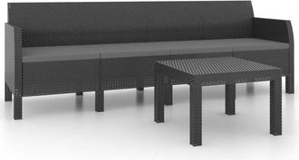 vidaXL Vidaxl - Set De Muebles Jard&iacute;n 2 Piezas Cojines Pp Rat&aacute;n Gris Antracita