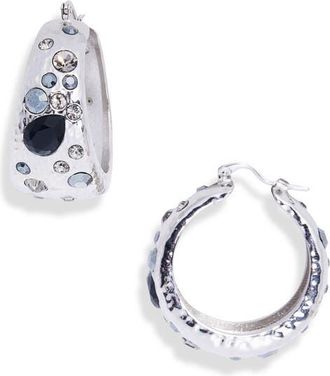Oscar De La Renta Mixed Crystal Hoop Earrings in Black Diamond at Nordstrom