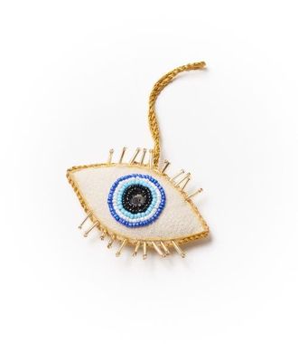 Matr Boomie Larissa Plush Evil Eye Felt Ornament - Hand Embroidered in White at Nordstrom
