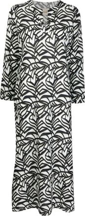 Bambah geometric-pattern print midi dress - women - Linen/Flax - One Size - Black