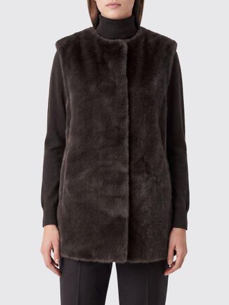 Herno Crewneck Faux Fur Gilet with Concealed Closure