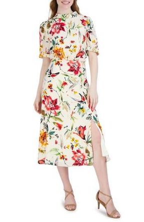 Julia Jordan Floral Mock Neck Midi Dress in Ivory/mult at Nordstrom Rack, Size 10