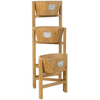 Wanderlust Deco Wanderlust Deco - Soporte Con 3 Cestos De Madera Marr&oacute;n 89x18x79