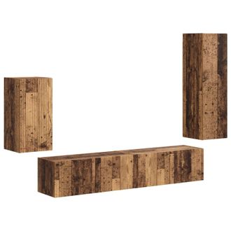 vidaXL Conjunto De Mueble De Tv Montaje En La Pared 4 Pcs Madera Vieja Vidaxl