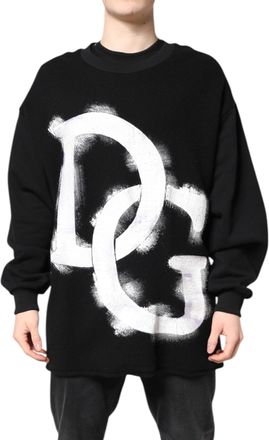 Dolce & Gabbana Mens Logo-Print Cotton Sweatshirt Black Polyester Sweatshirts