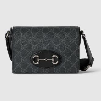 Gucci Horsebit 1955 Mini Bag, Black, GG Canvas