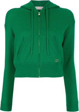 Valentino Garavani Logo-Plaque Cashmere Hoodie