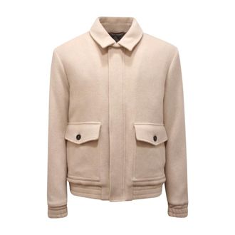 PESERICO Light Jackets, male, White, XL, Wool Blend Bomber Coat