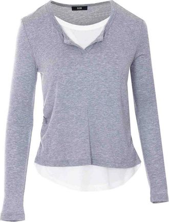 Eleh Grey And White Long Sleeves Top