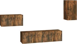 Berkfield Home 4 Piece TV Cabinet Set Smoked Oak Engineered Wood in Brown