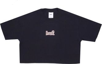 HUF Zwarte Cropped Tee 1993 Stijl - Dames - T-shirts - Zwart - M - Katoen - Tops