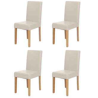Hhg Hhg - Juego De 4 Sillas De Comedor Silla De Cocina Littau, Cuero, Patas Blancas Claras