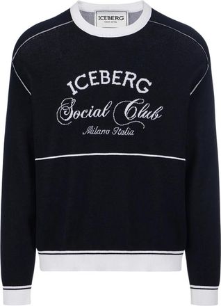 Iceberg Trui met ronde hals - Heren - Ronde hals truien - Blauw - M - Katoen - Truien & Vesten