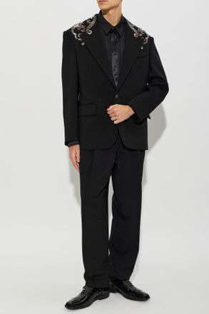 Versace Embellished Blazer, Mens, Black
