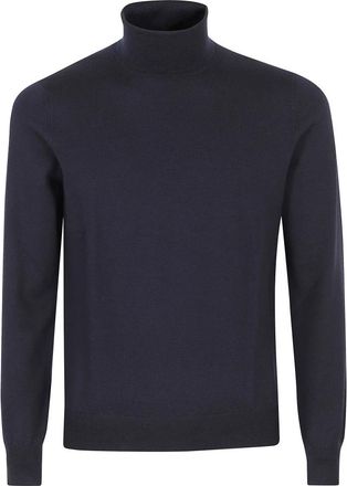 Tagliatore Maglia Collo Alto 1 Filo Merinos - Heren - Coltruien - Blauw - L - Wol - Truien & Vesten