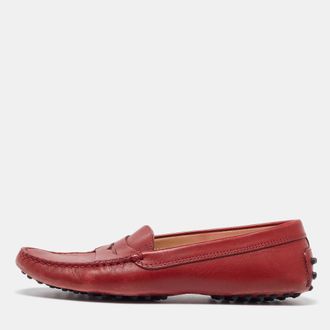 Tod's Tods Dark Red Leather Penny Loafers