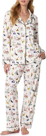 Bedhead Pajamas Print Stretch Organic Cotton Pajamas in Puppy Piazza at Nordstrom, Size X-Large