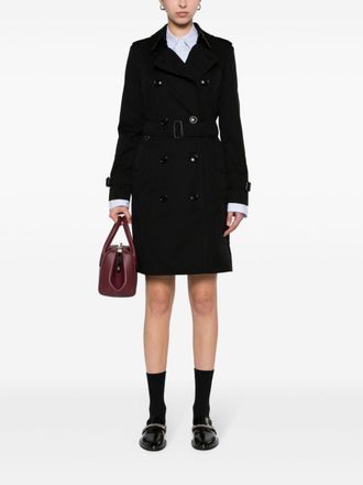 Burberry Womens Black Cotton Trench Coat - Size EU 32 (Womens)