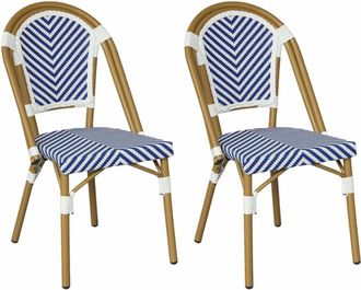 Mobili Rebecca Set de 2 silla apilable de exterior de aluminio azul y blanco 85x46x57