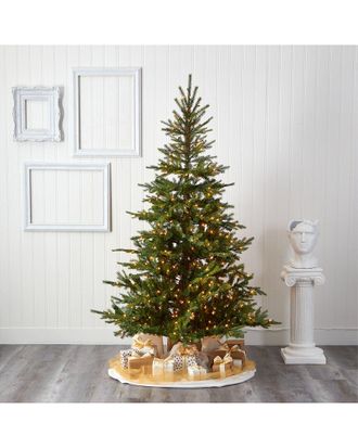 Nearly Natural 7ft. North Carolina Spruce Artificial Christmas Tree With 450 Clear Lights And 931 Bendable Branches