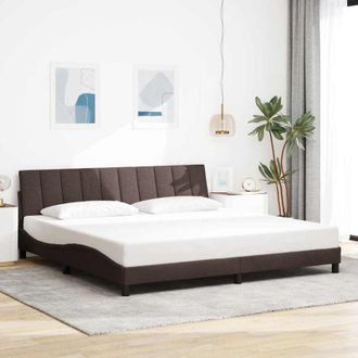 vidaXL Cama Sin Colch&oacute;n Tela Marr&oacute;n Oscuro 200x200 Cm Vidaxl