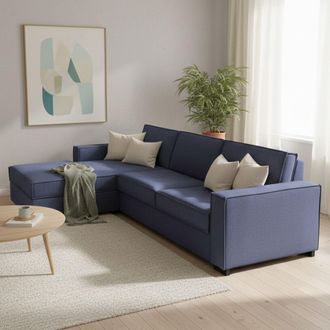 Dmora Dmora - Sofa Cama Daalber, Sof&aacute; De Esquina, 100% Made In Italy, Sof&aacute; Con Apertura Giratoria, Pen&iacute;nsula Contenedor Izquierda, Con Reposabrazos Est&aacute;ndar