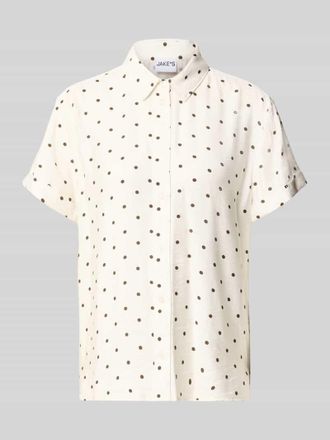 Jake*s Casual Regular Fit Bluse aus Viskose-Mix im Allover-Look in Beige, Gr&ouml;&szlig;e 34