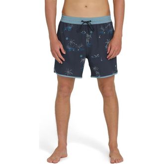 Billabong Seventy Three Layback Swim Trunks in True Navy at Nordstrom, Size X-Large