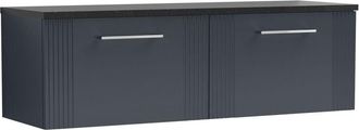 Nuie Nuie - Deco Satin Soft Black 1200mm Wall Hung 2 Drawer Vanity Unit with Black Sparkle Worktop - DPF1494LSB2
