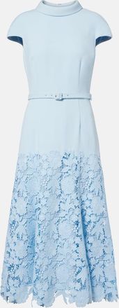 Self Portrait Abito midi con cintura e pizzo