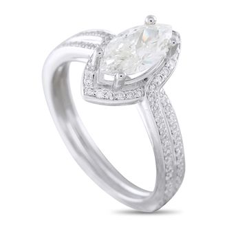 Luxury Bazaar 14K White Gold 1.33ct Diamond Halo Ring MF02-082026