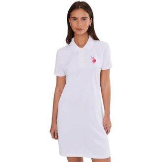 U.S.Polo Association U. S. Polo ASSN. Tonal Polo Dress Womens White Stretch Short Sleeve JAX1804