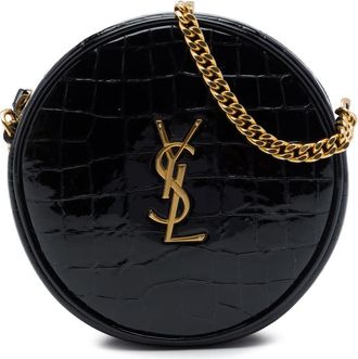 Saint Laurent Pre-owned Saint Laurent Croc Embossed Patent Round Vinyle Camera Bag Ladies TBXP3HTY6Q8ETMR5