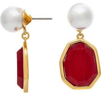 Rivka Friedman Faux Pearl & Carnelian Drop Earrings in Carnelian/Pearl at Nordstrom Rack